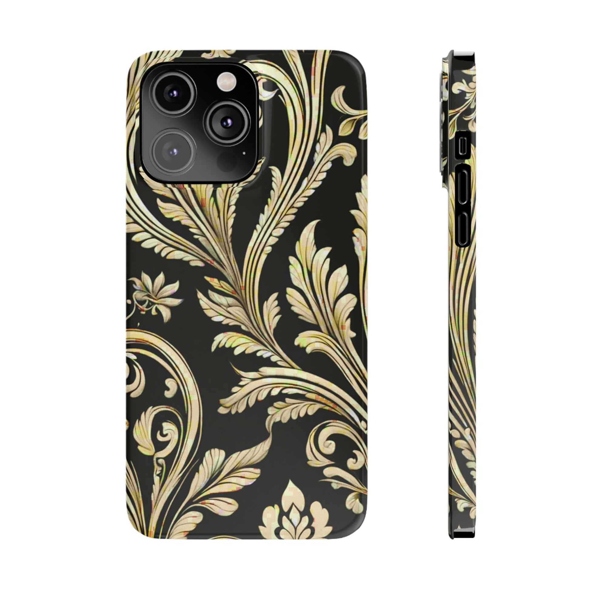 Godlen Flower Pattern Slim Phone Case - Colorwink