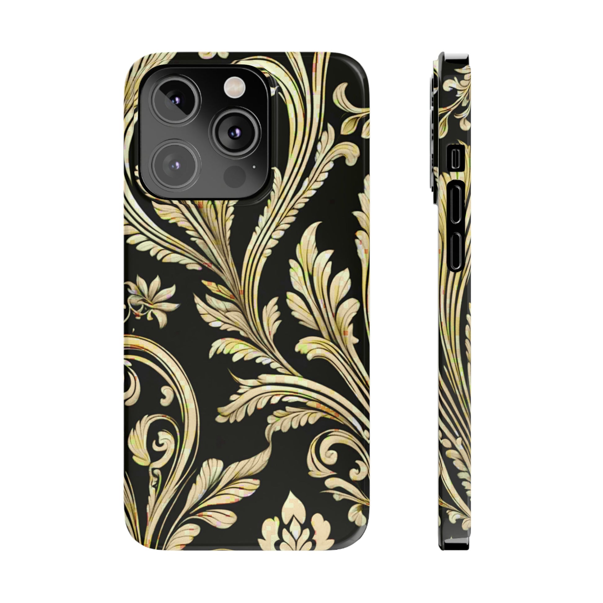 Godlen Flower Pattern Slim Phone Case - Colorwink