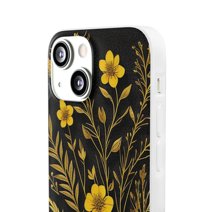 Gold Flowers Flexi Case - Colorwink