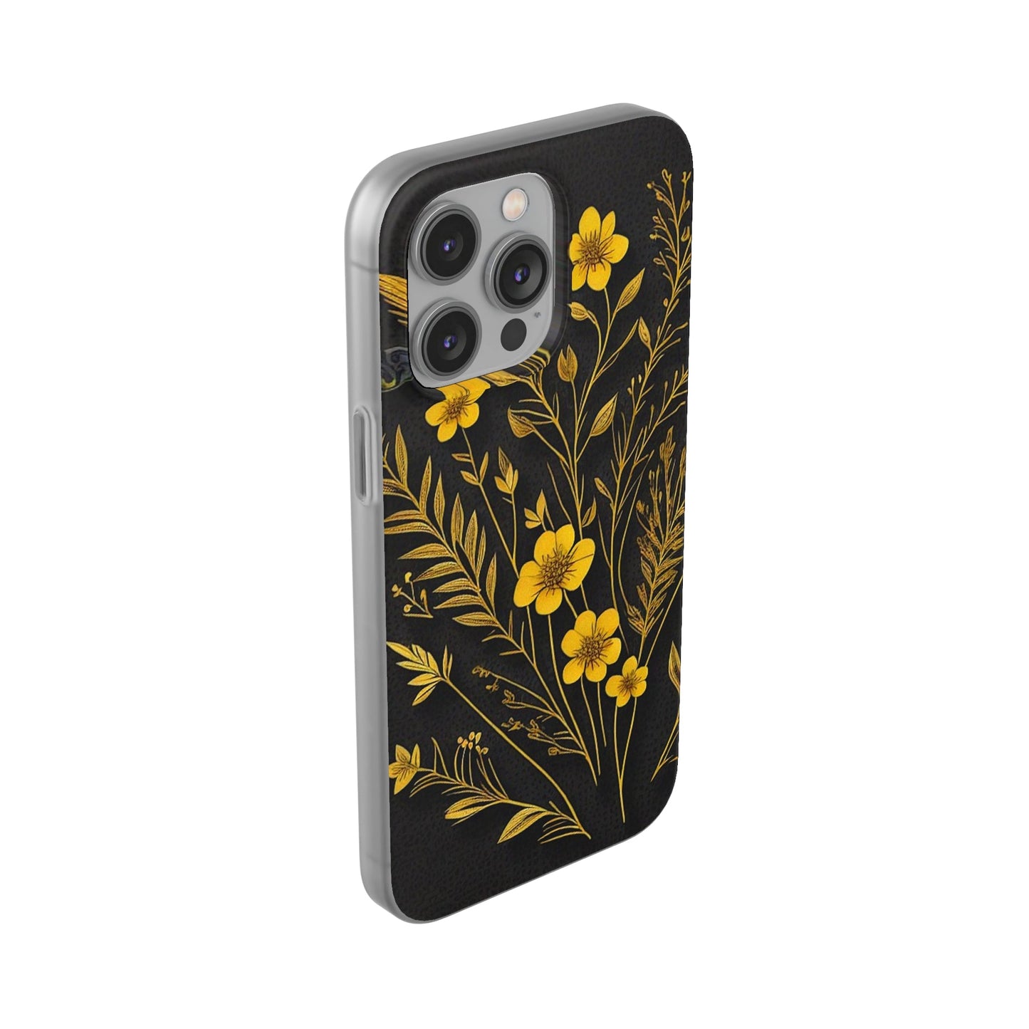 Gold Flowers Flexi Case - Colorwink