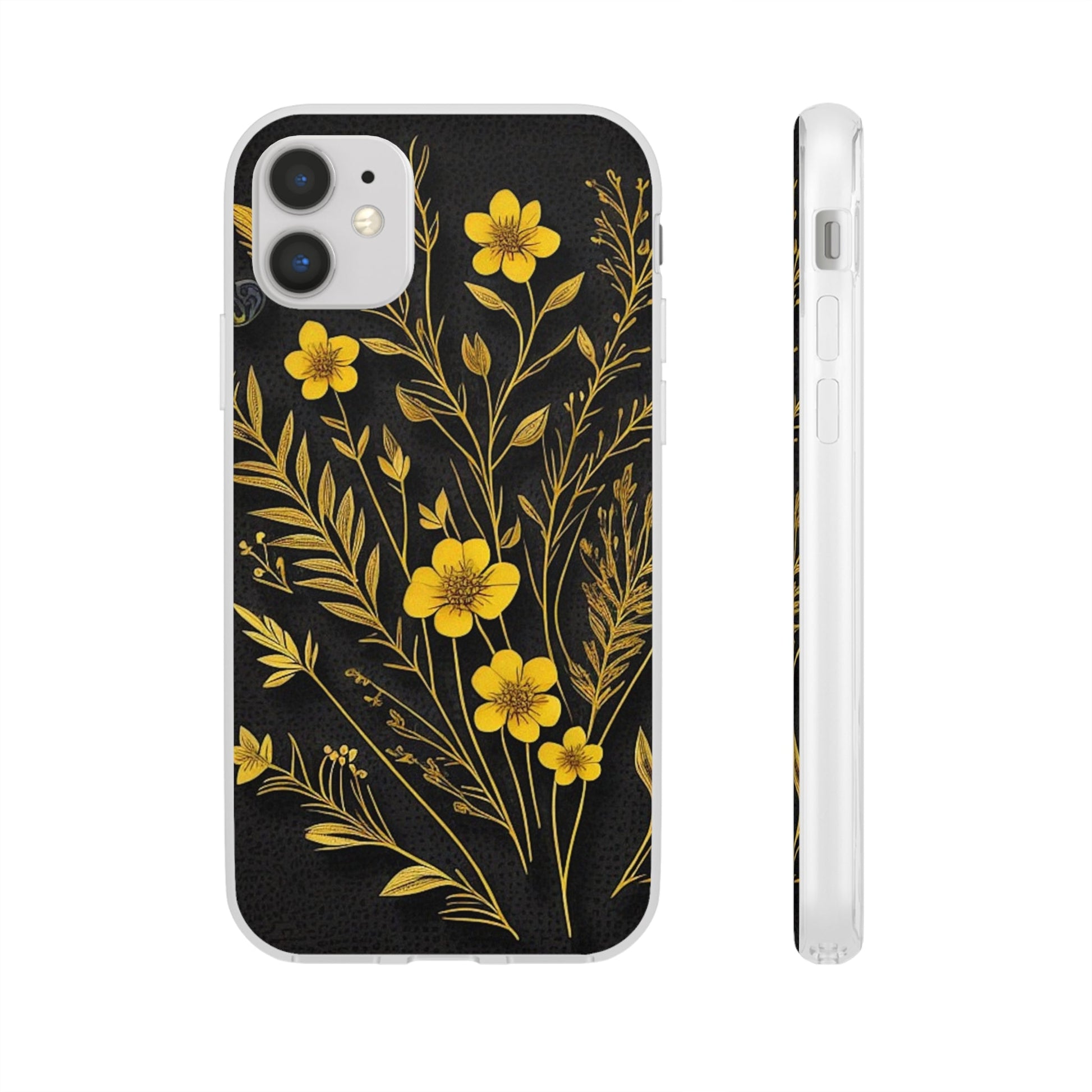 Gold Flowers Flexi Case - Colorwink