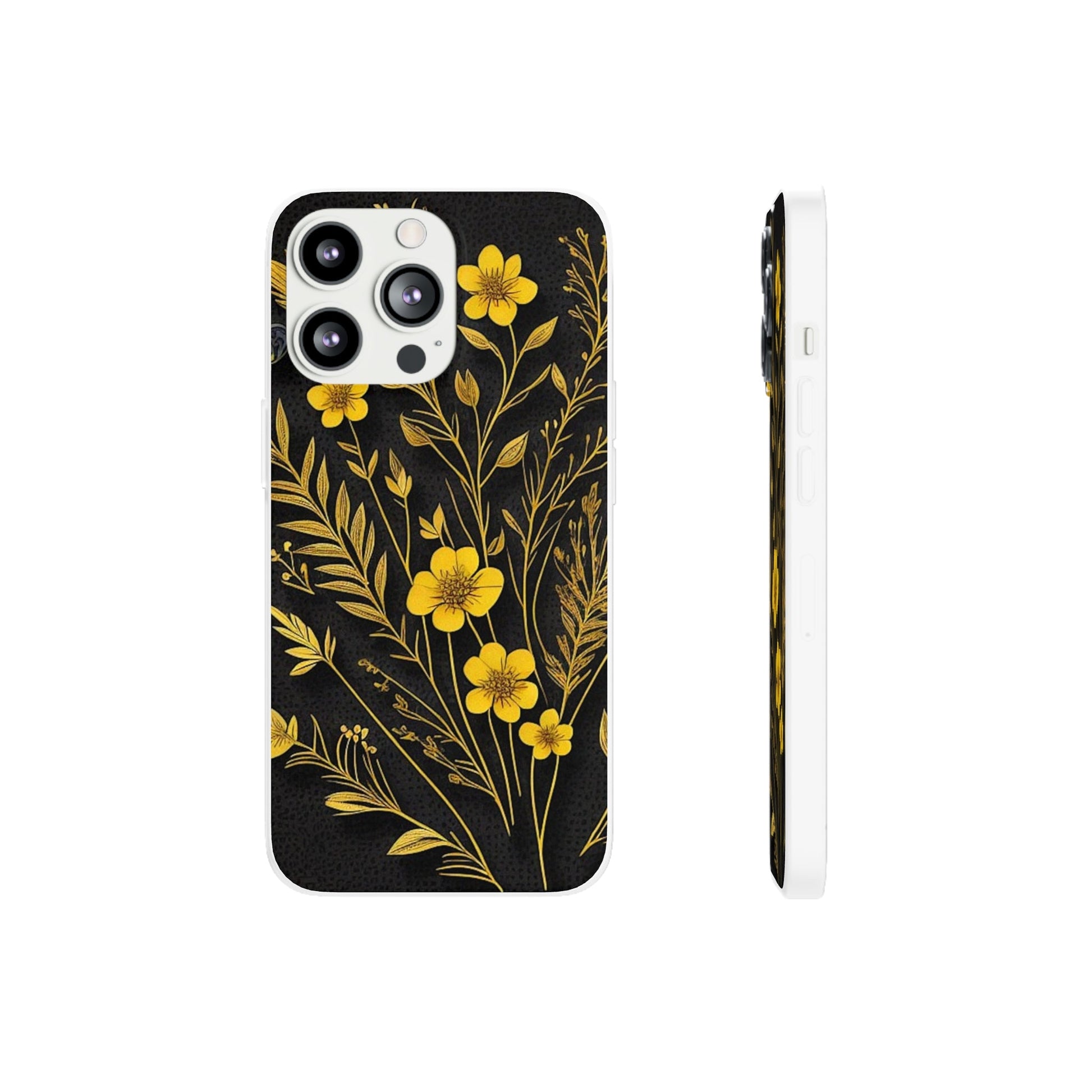 Gold Flowers Flexi Case - Colorwink