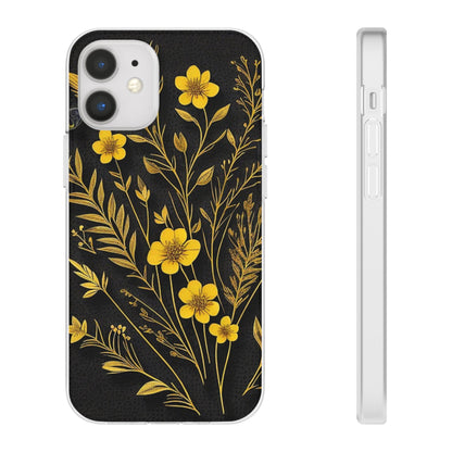 Gold Flowers Flexi Case - Colorwink