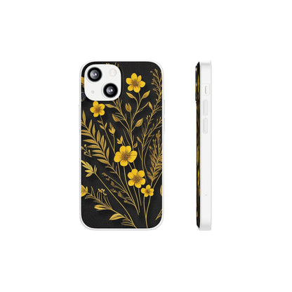 Gold Flowers Flexi Case - Colorwink