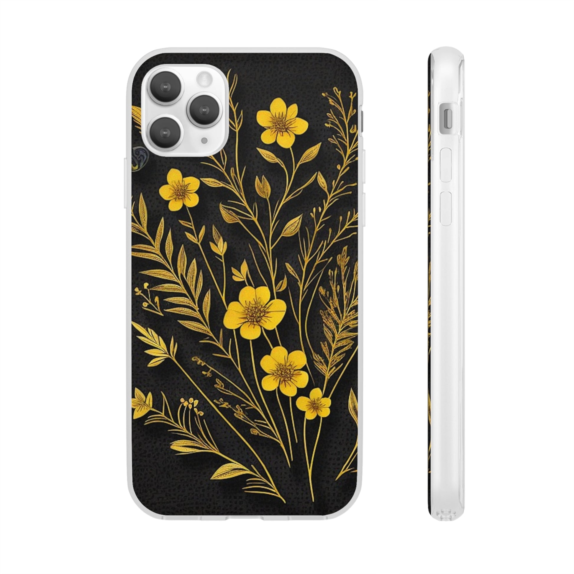 Gold Flowers Flexi Case - Colorwink