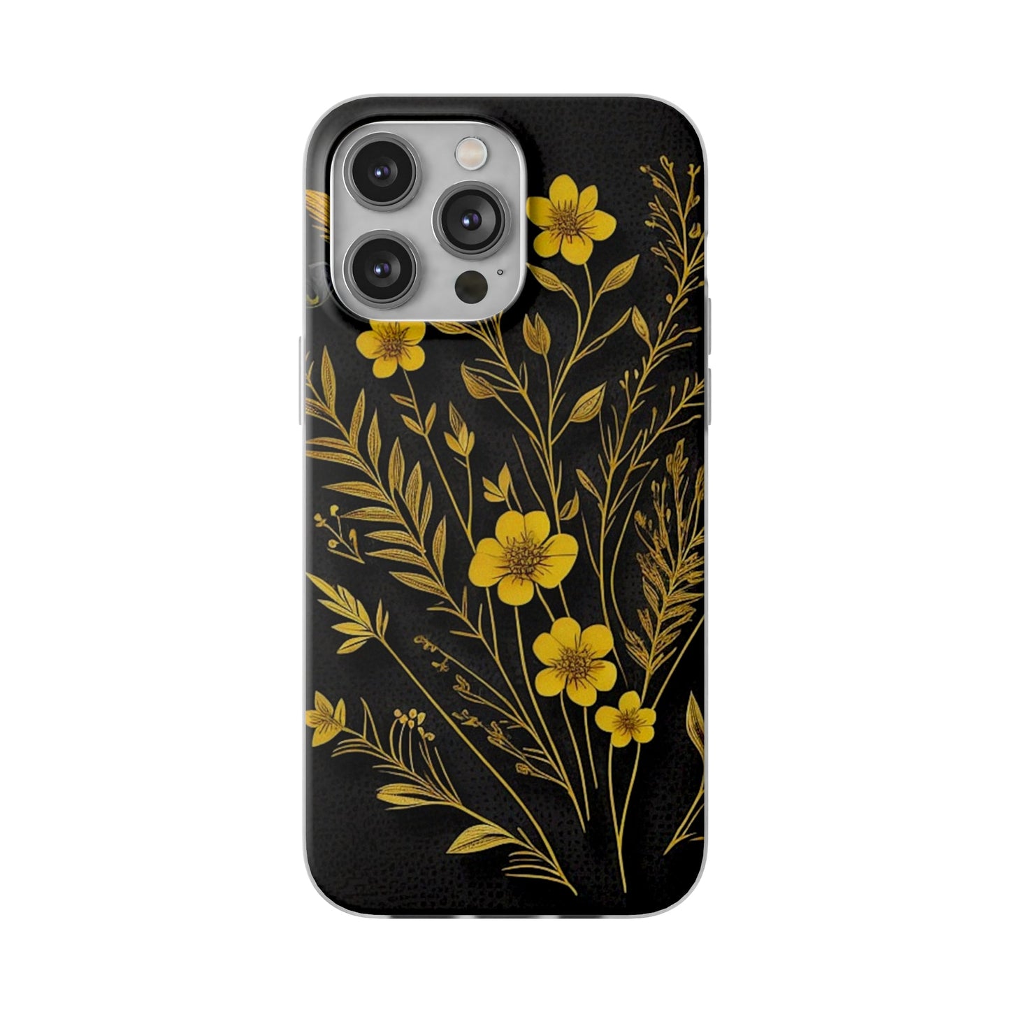 Gold Flowers Flexi Case - Colorwink