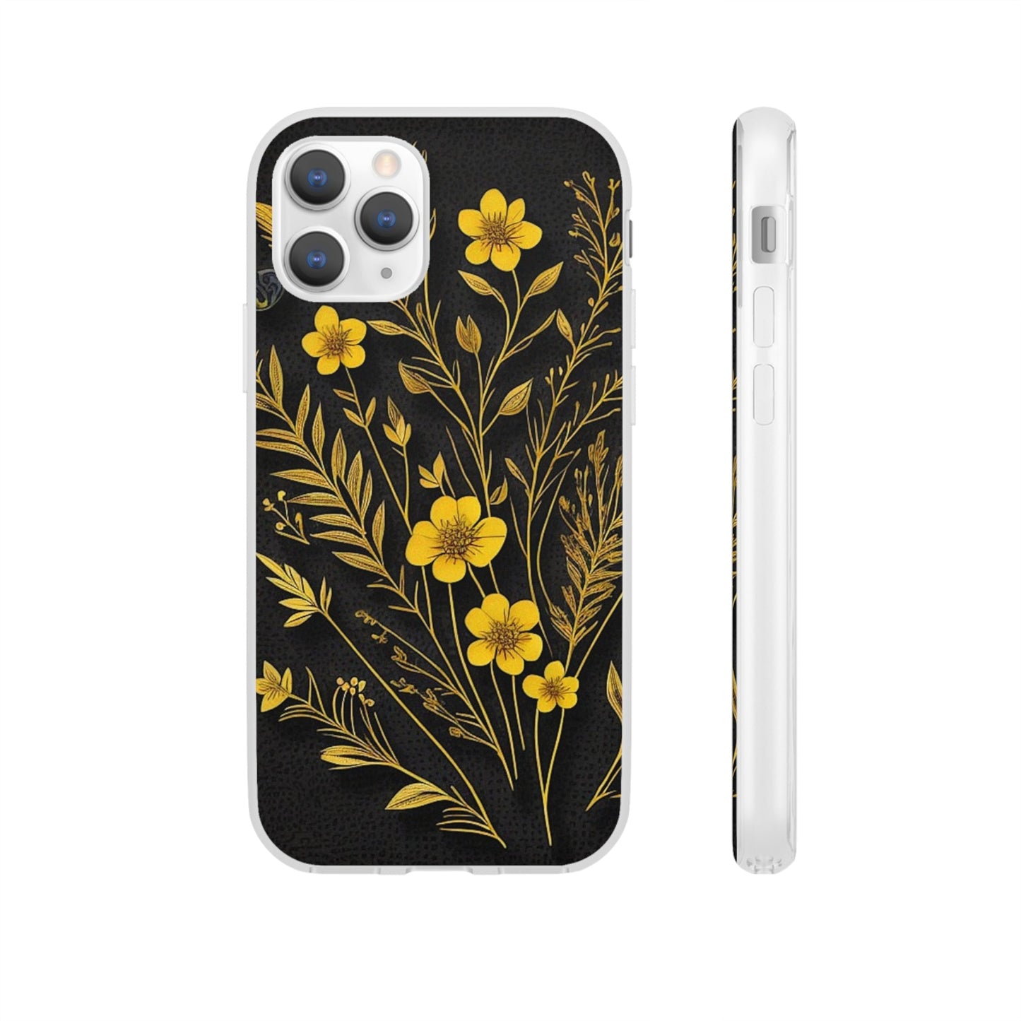 Gold Flowers Flexi Case - Colorwink