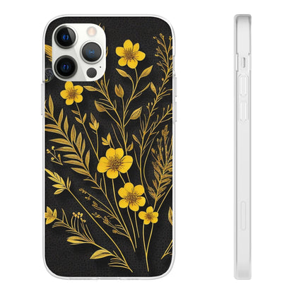 Gold Flowers Flexi Case - Colorwink