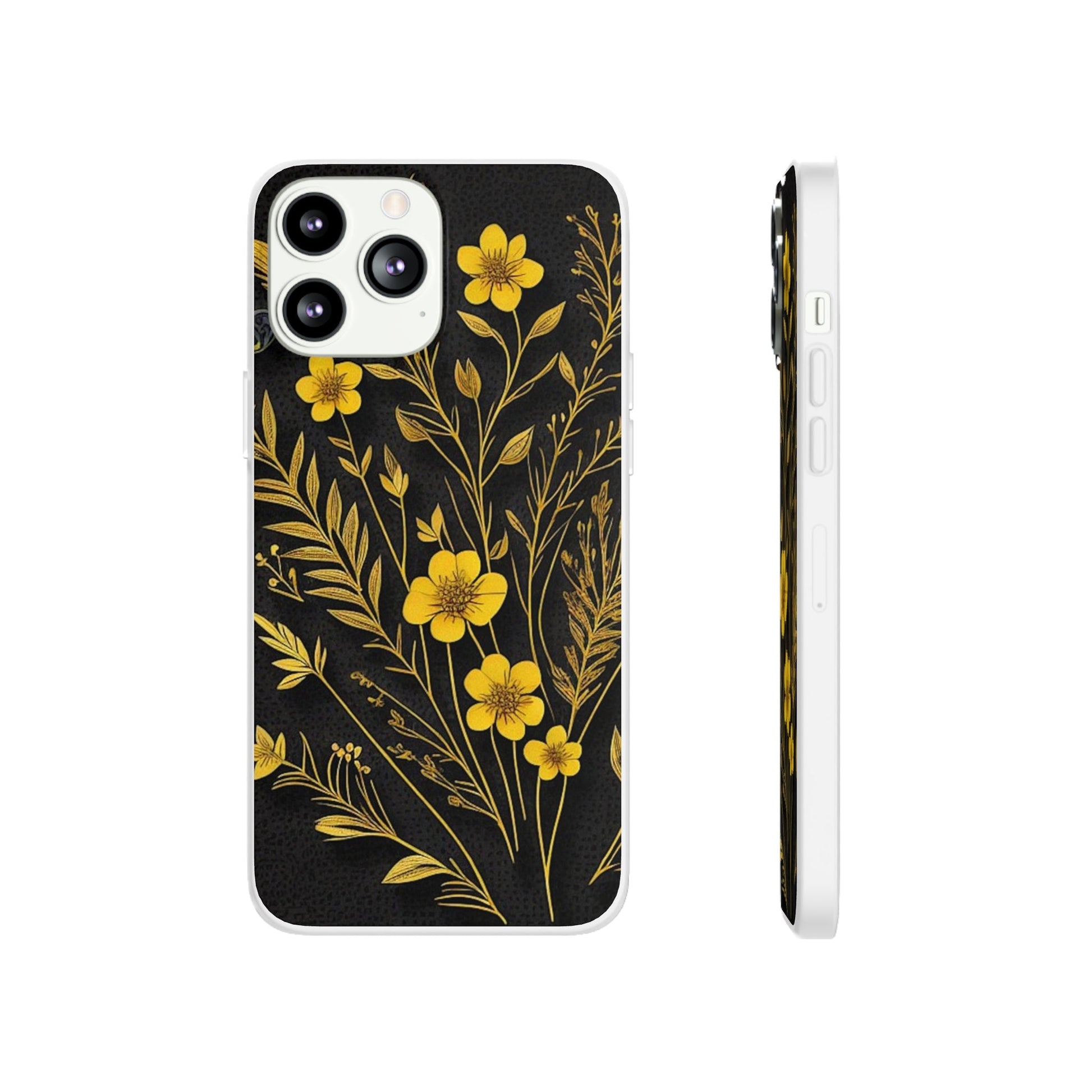 Gold Flowers Flexi Case - Colorwink