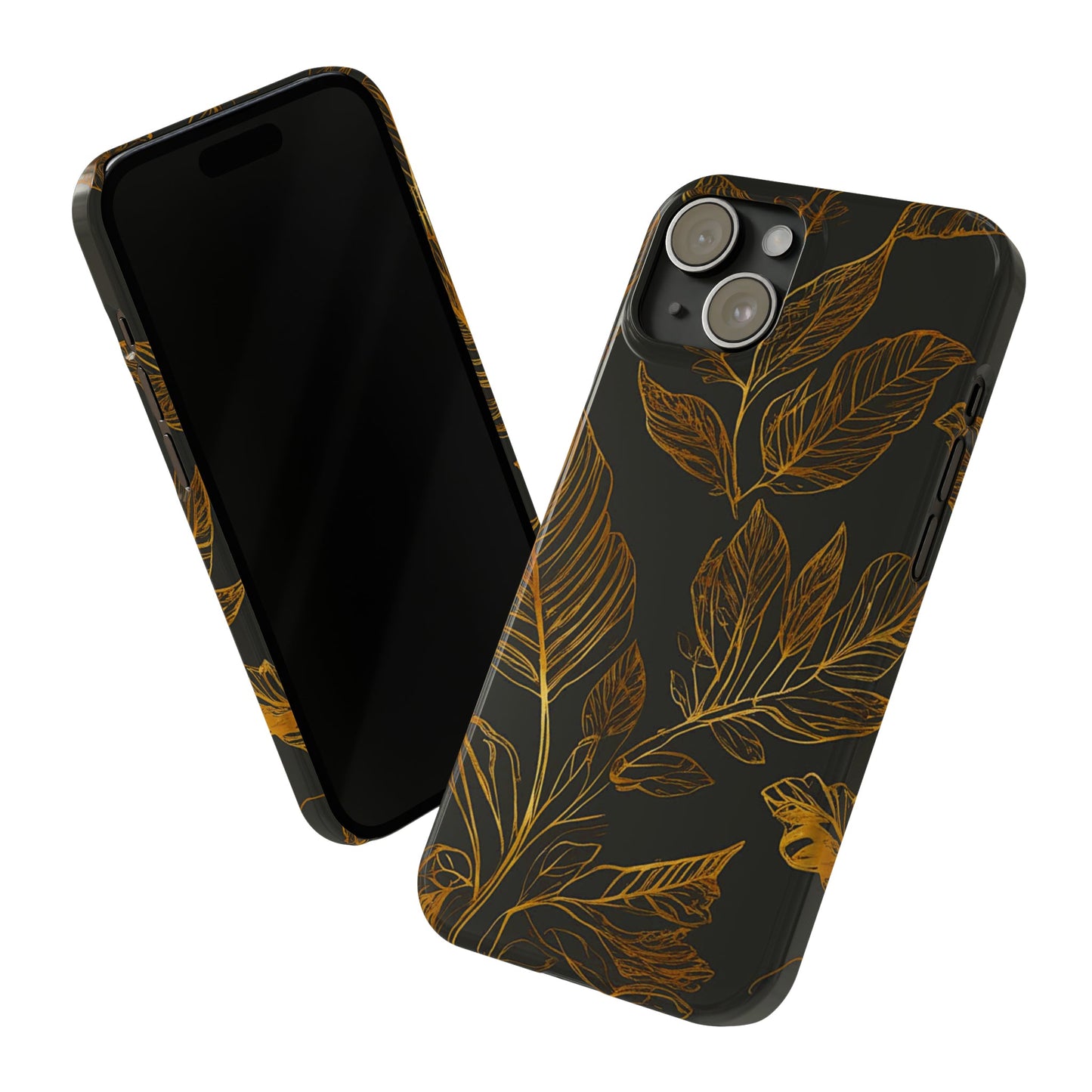 Golden Leaf Pattern Slim Phone Case - Colorwink