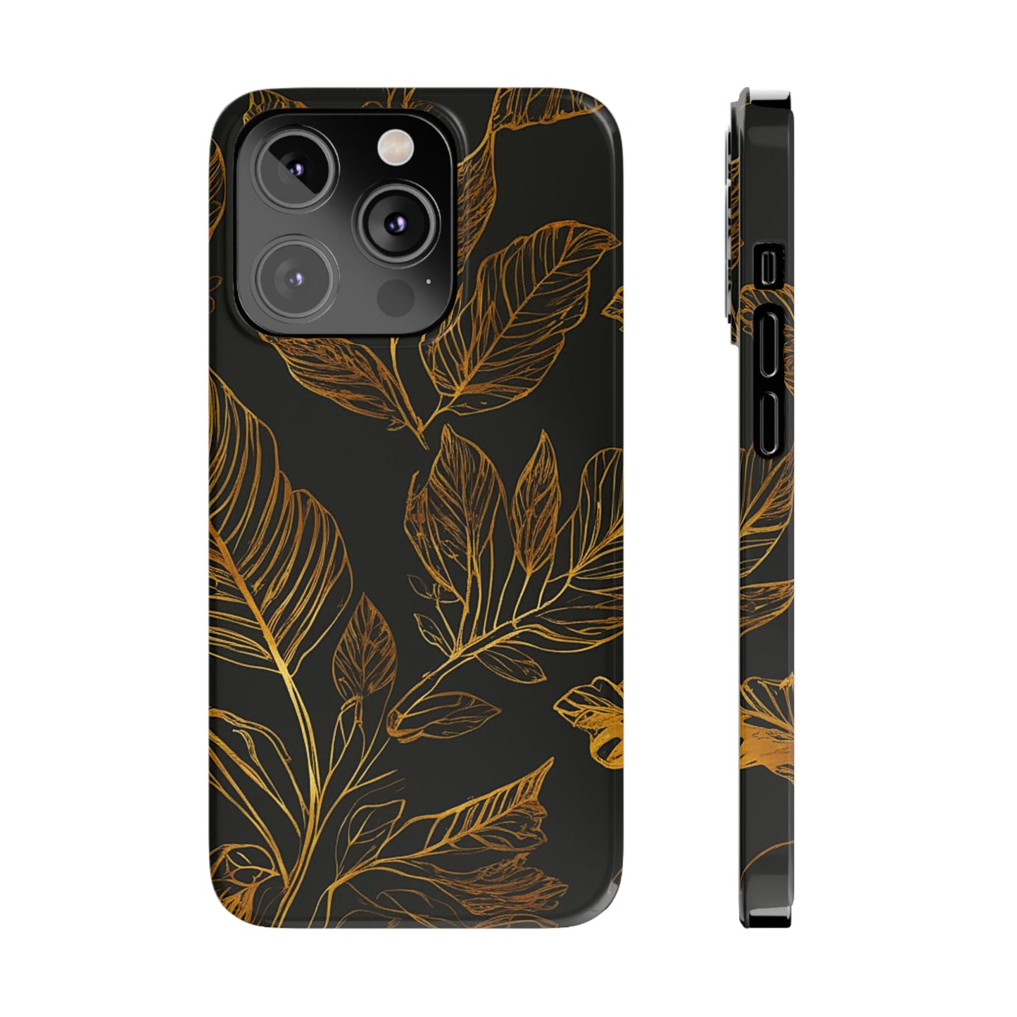 Golden Leaf Pattern Slim Phone Case - Colorwink