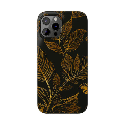 Golden Leaf Pattern Slim Phone Case - Colorwink