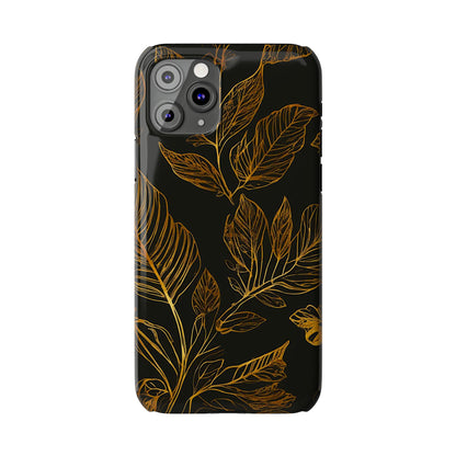 Golden Leaf Pattern Slim Phone Case - Colorwink