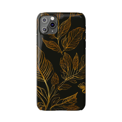 Golden Leaf Pattern Slim Phone Case - Colorwink