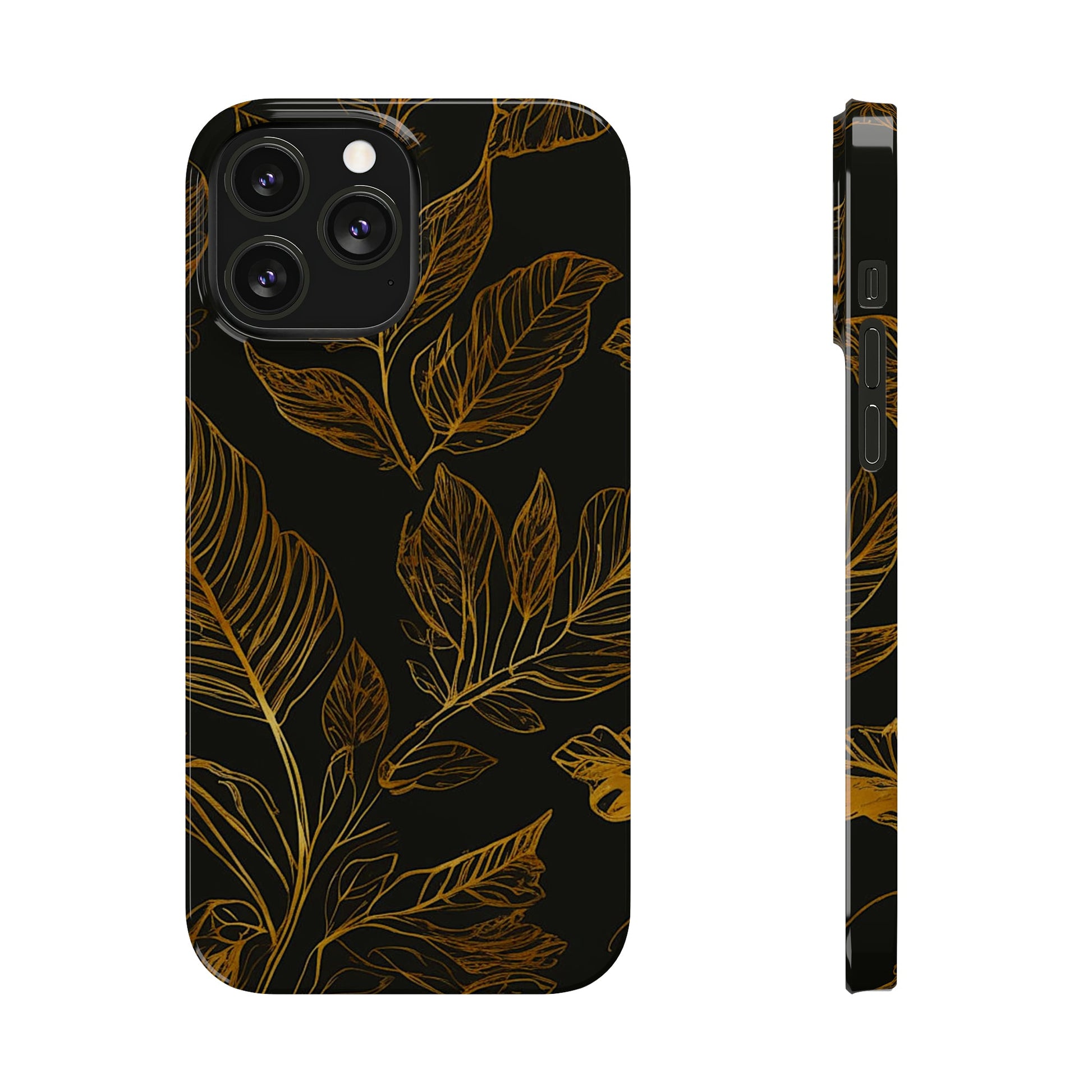 Golden Leaf Pattern Slim Phone Case - Colorwink