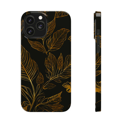 Golden Leaf Pattern Slim Phone Case - Colorwink