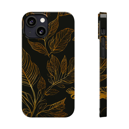 Golden Leaf Pattern Slim Phone Case - Colorwink