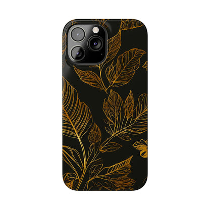 Golden Leaf Pattern Slim Phone Case - Colorwink