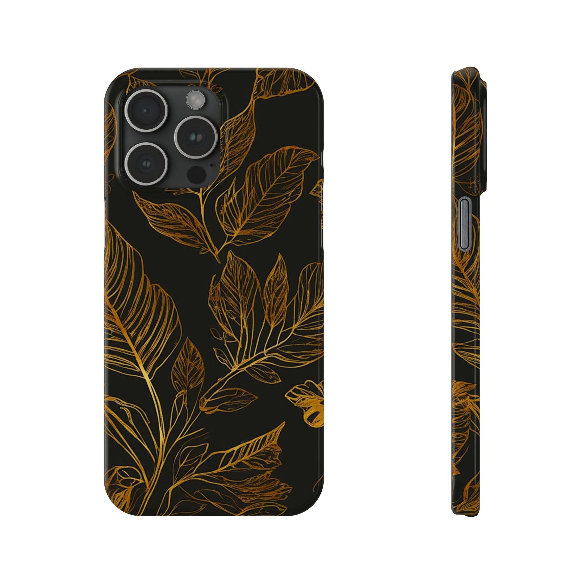 Golden Leaf Pattern Slim Phone Case - Colorwink