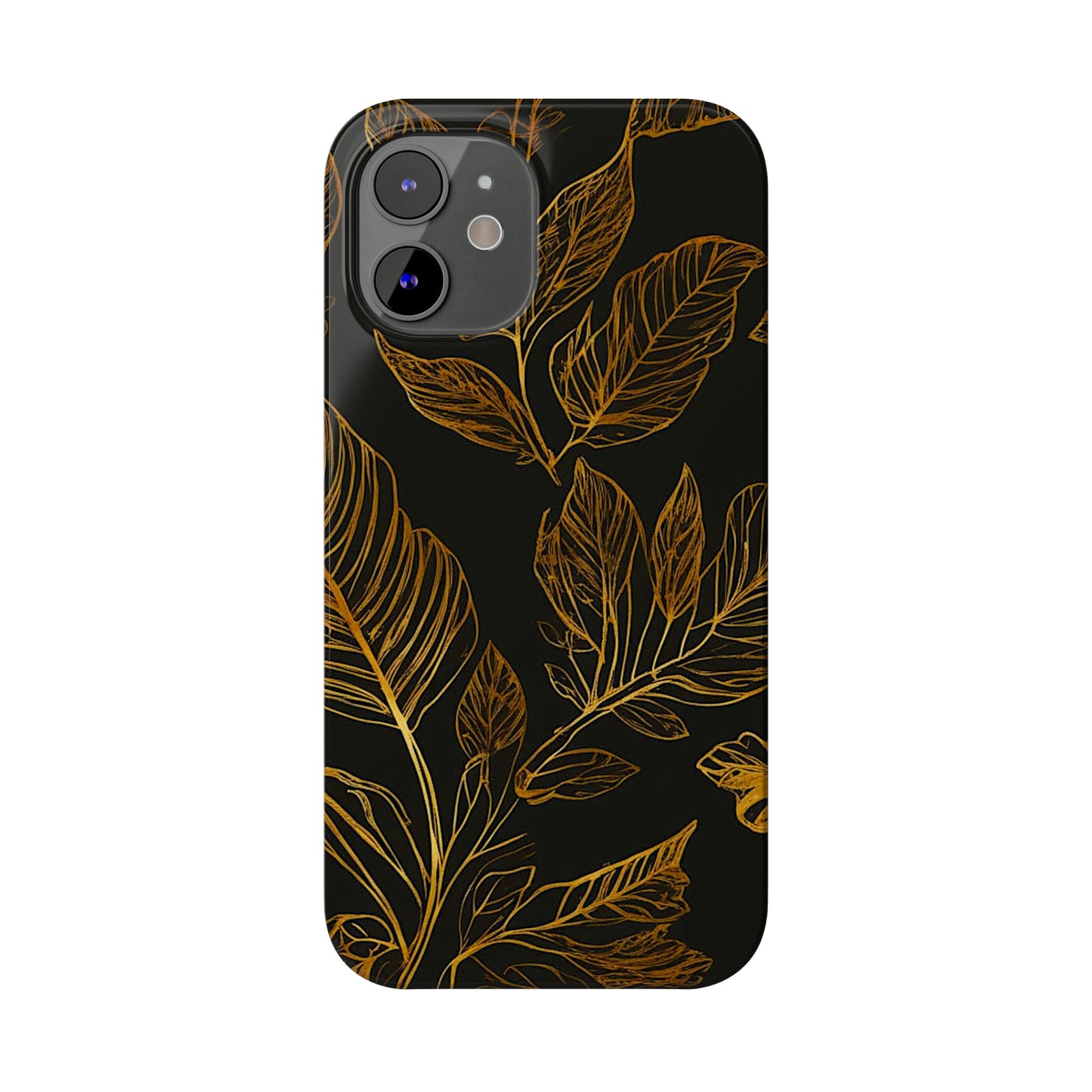 Golden Leaf Pattern Slim Phone Case - Colorwink