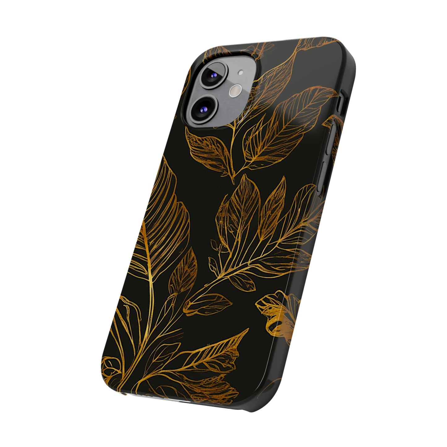 Golden Leaf Pattern Slim Phone Case - Colorwink