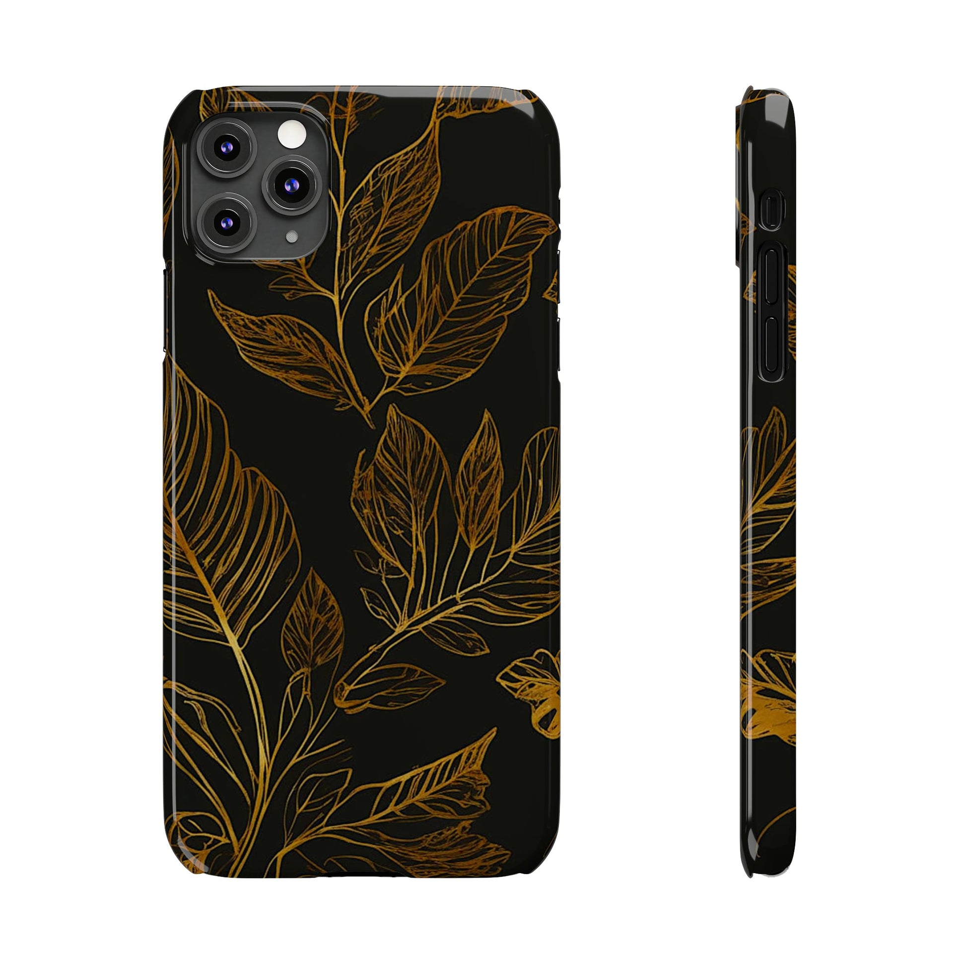 Golden Leaf Pattern Slim Phone Case - Colorwink