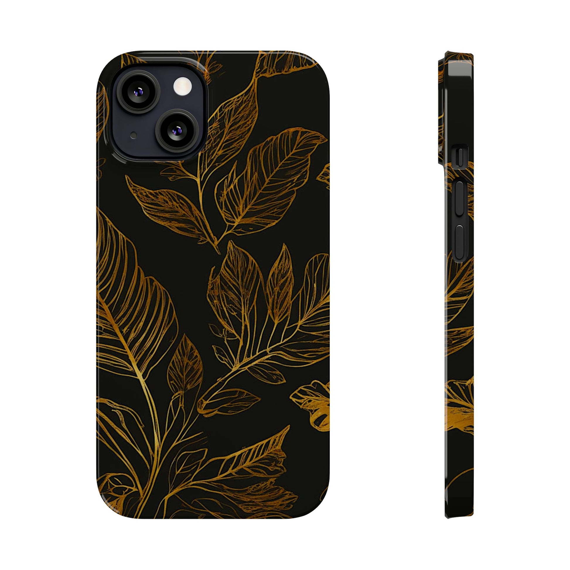 Golden Leaf Pattern Slim Phone Case - Colorwink