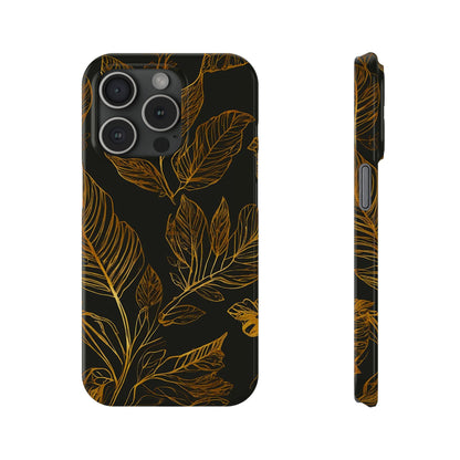 Golden Leaf Pattern Slim Phone Case - Colorwink