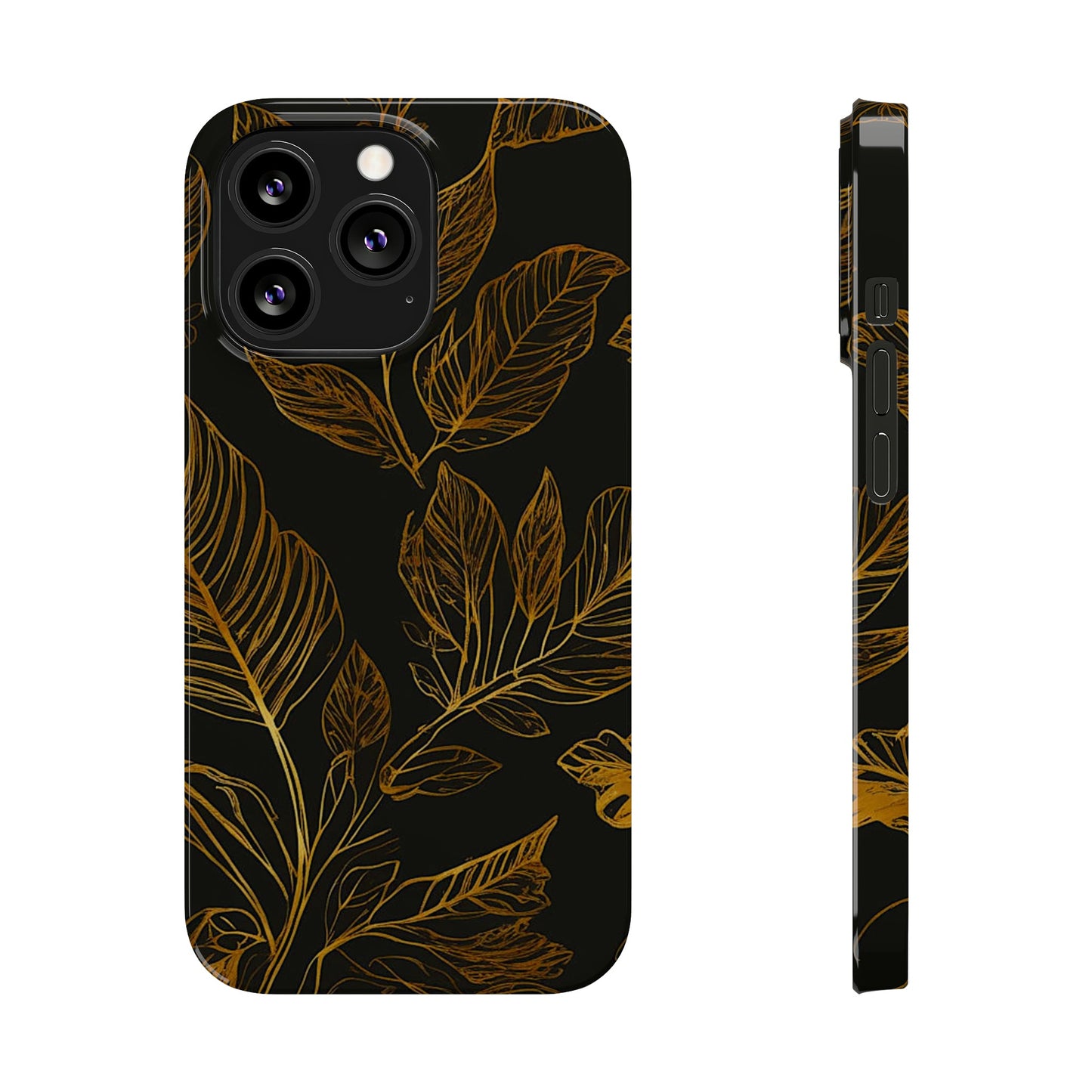 Golden Leaf Pattern Slim Phone Case - Colorwink