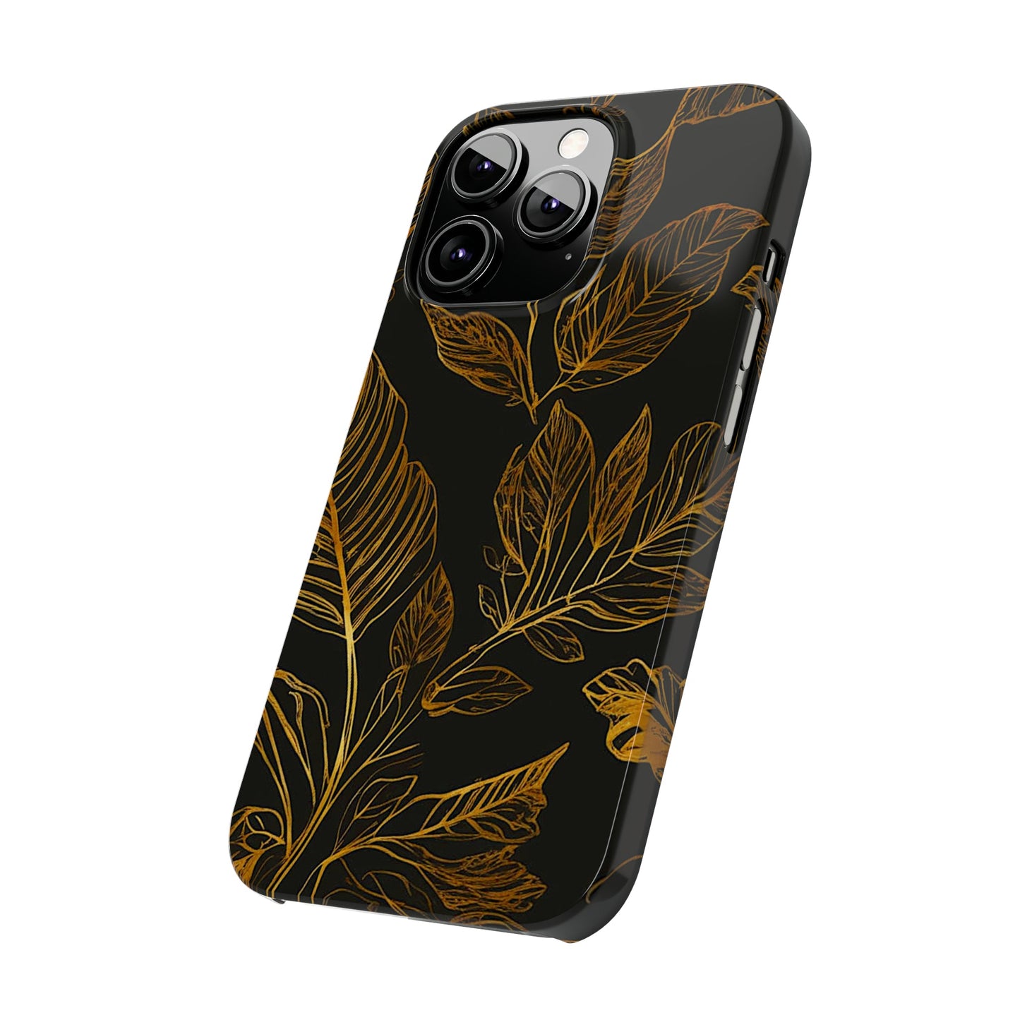 Golden Leaf Pattern Slim Phone Case - Colorwink