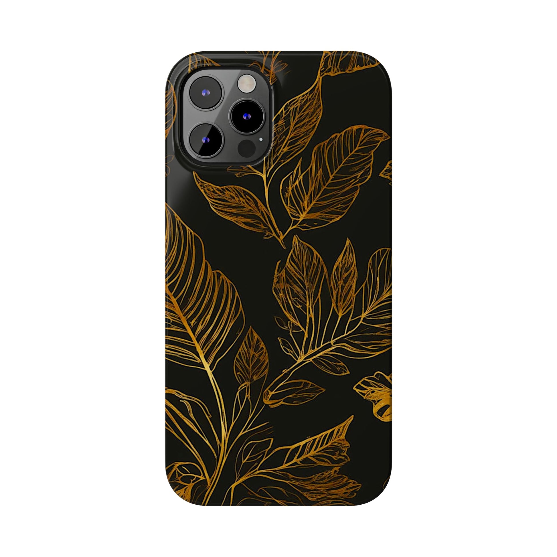 Golden Leaf Pattern Slim Phone Case - Colorwink