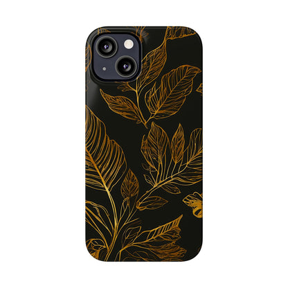 Golden Leaf Pattern Slim Phone Case - Colorwink