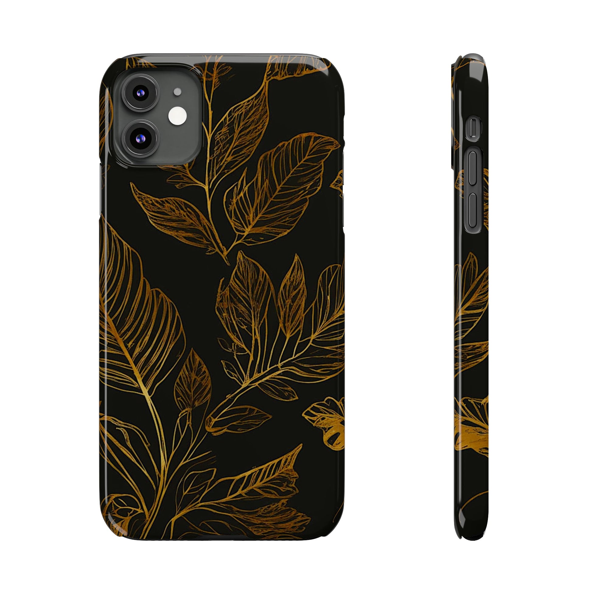 Golden Leaf Pattern Slim Phone Case - Colorwink