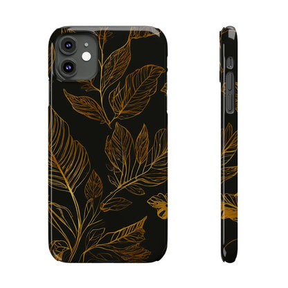 Golden Leaf Pattern Slim Phone Case - Colorwink