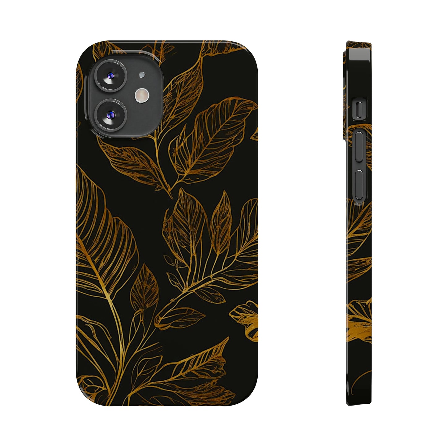 Golden Leaf Pattern Slim Phone Case - Colorwink