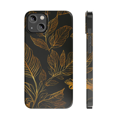 Golden Leaf Pattern Slim Phone Case - Colorwink