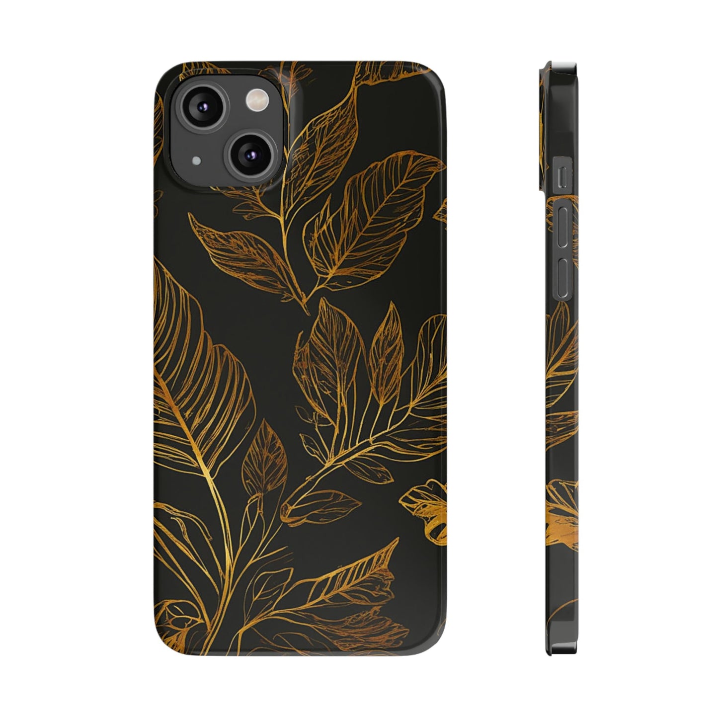 Golden Leaf Pattern Slim Phone Case - Colorwink