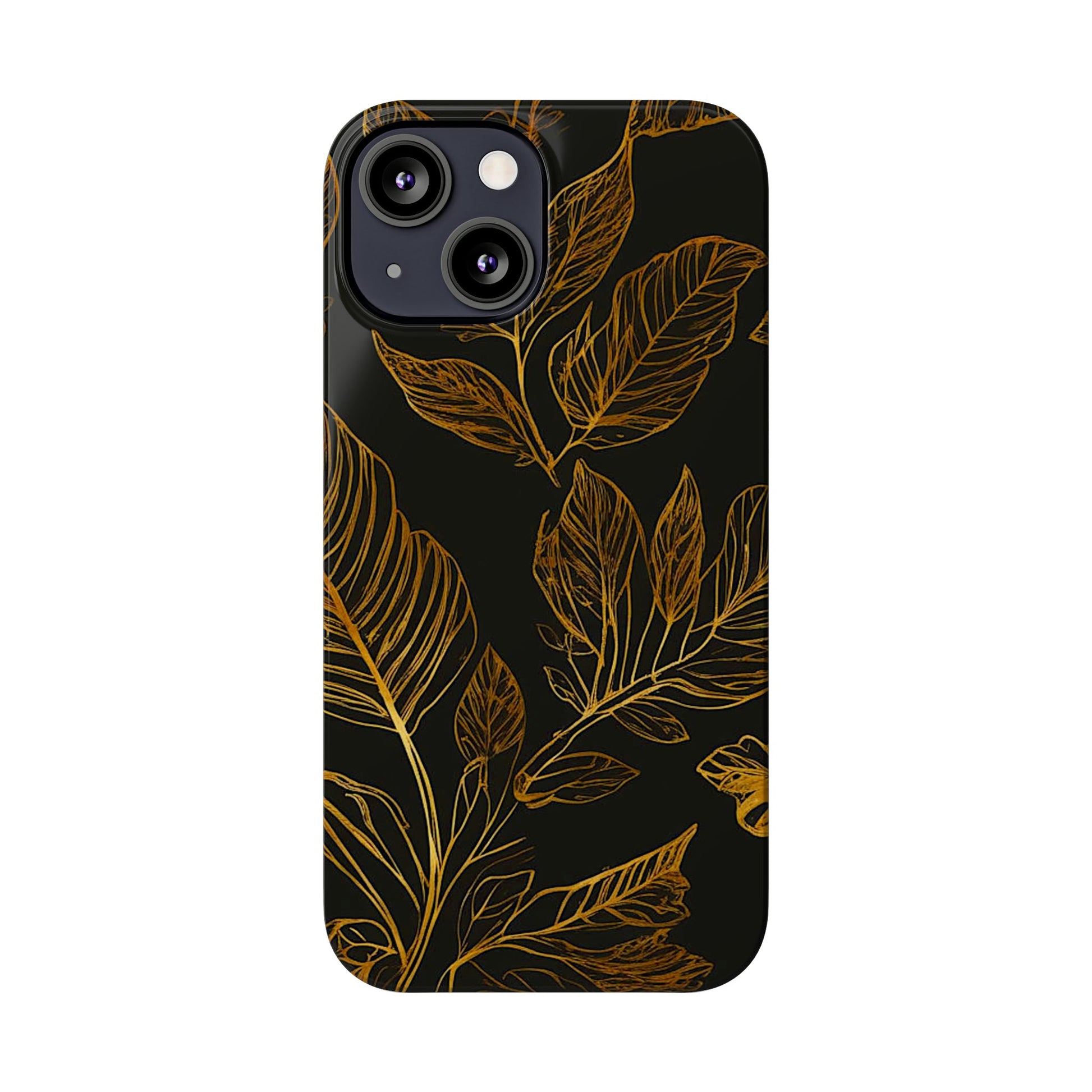 Golden Leaf Pattern Slim Phone Case - Colorwink