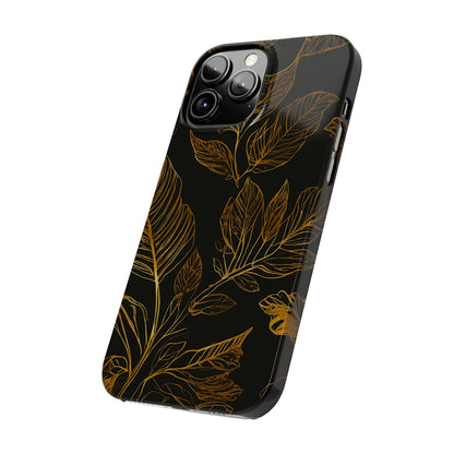 Golden Leaf Pattern Slim Phone Case - Colorwink