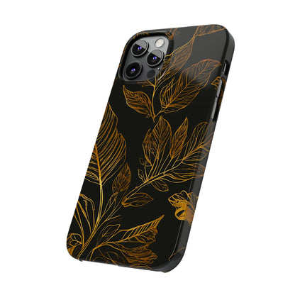 Golden Leaf Pattern Slim Phone Case - Colorwink