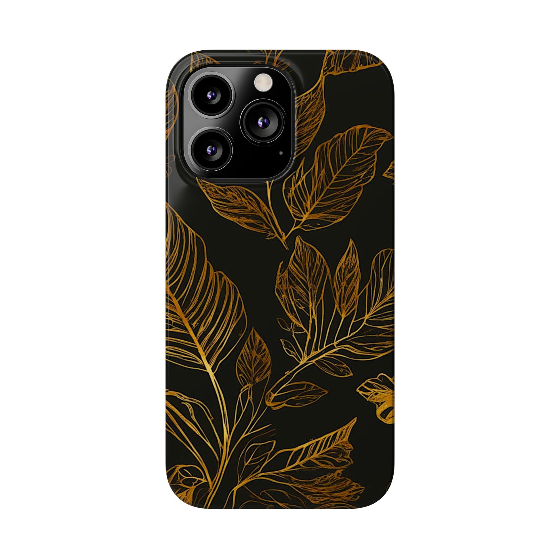 Golden Leaf Pattern Slim Phone Case - Colorwink