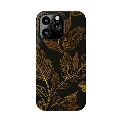 Golden Leaf Pattern Slim Phone Case - Colorwink