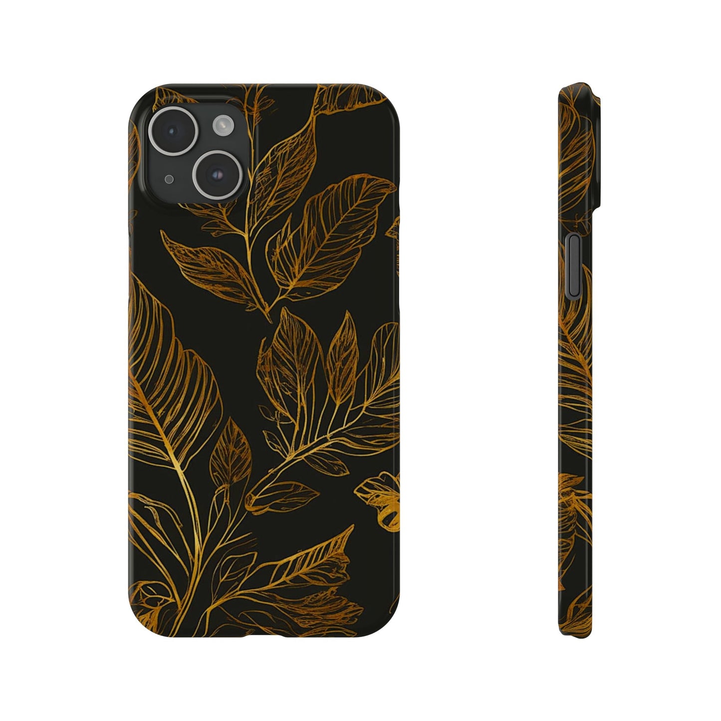 Golden Leaf Pattern Slim Phone Case - Colorwink