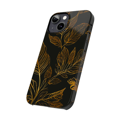 Golden Leaf Pattern Slim Phone Case - Colorwink