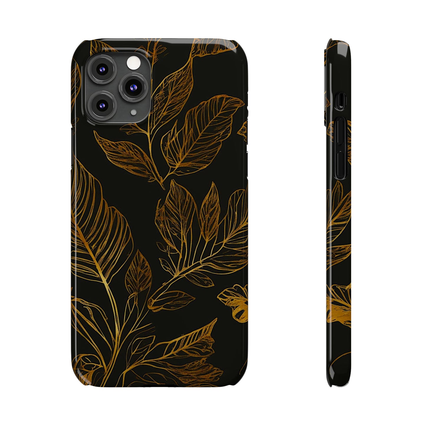 Golden Leaf Pattern Slim Phone Case - Colorwink