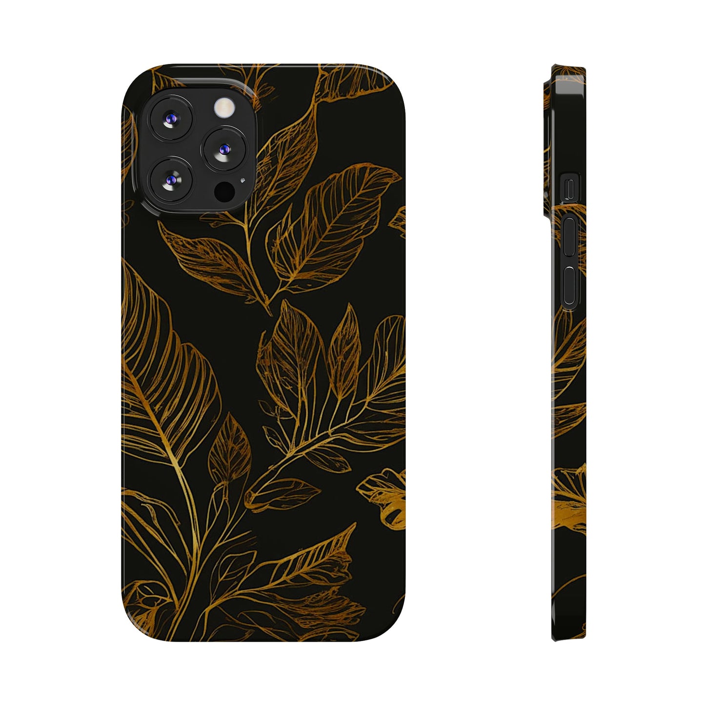 Golden Leaf Pattern Slim Phone Case - Colorwink