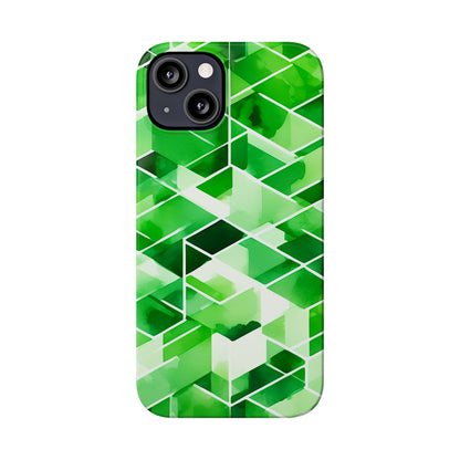 Green Abstract Tiles Slim Phone Case - Colorwink