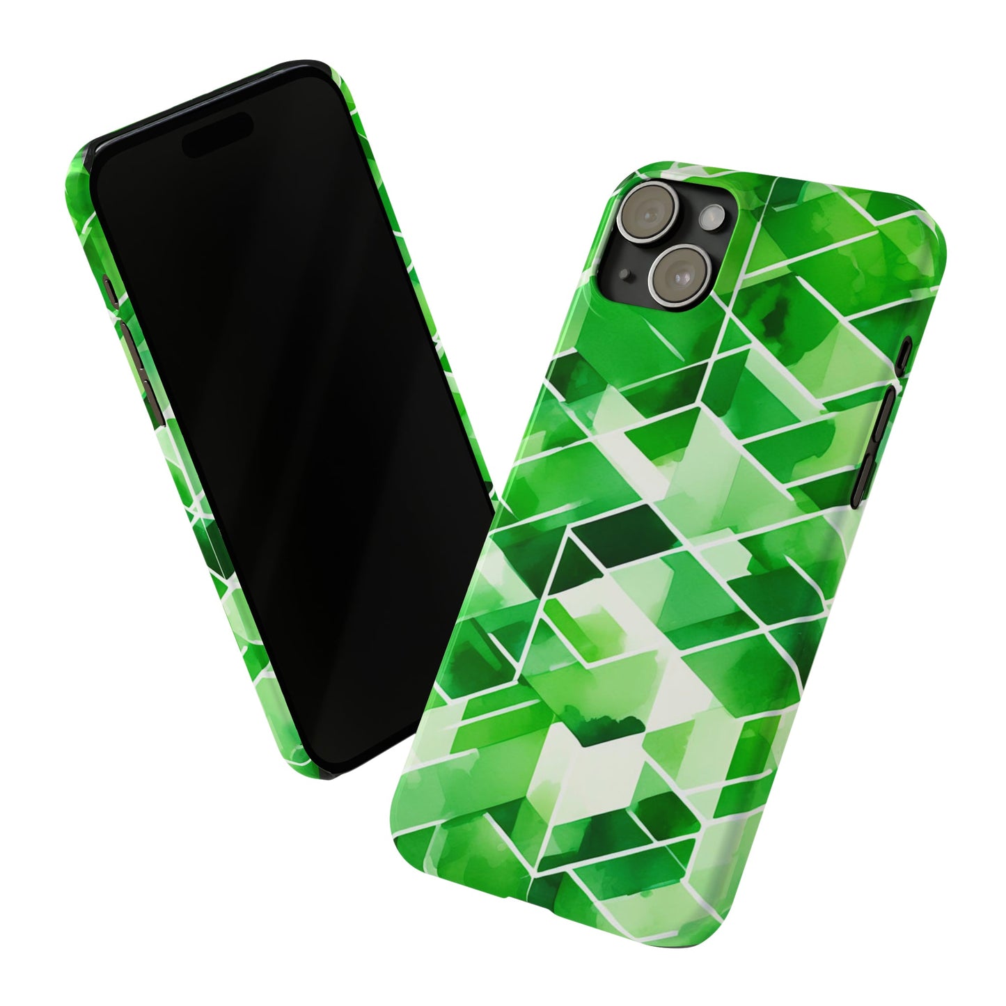 Green Abstract Tiles Slim Phone Case - Colorwink