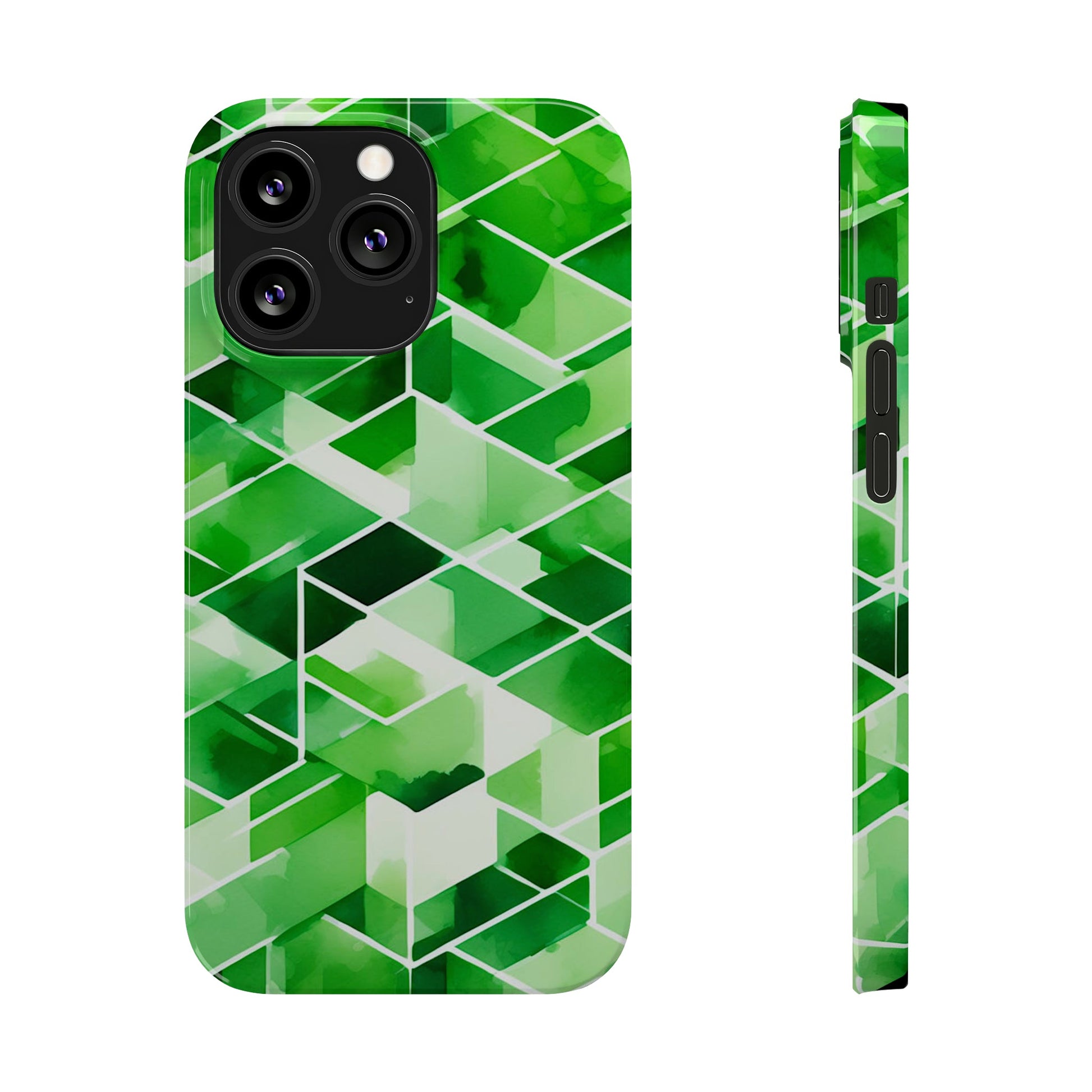 Green Abstract Tiles Slim Phone Case - Colorwink