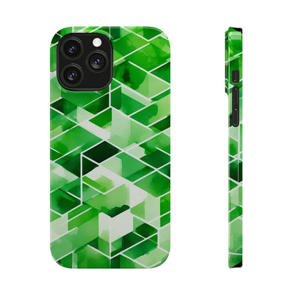 Green Abstract Tiles Slim Phone Case - Colorwink